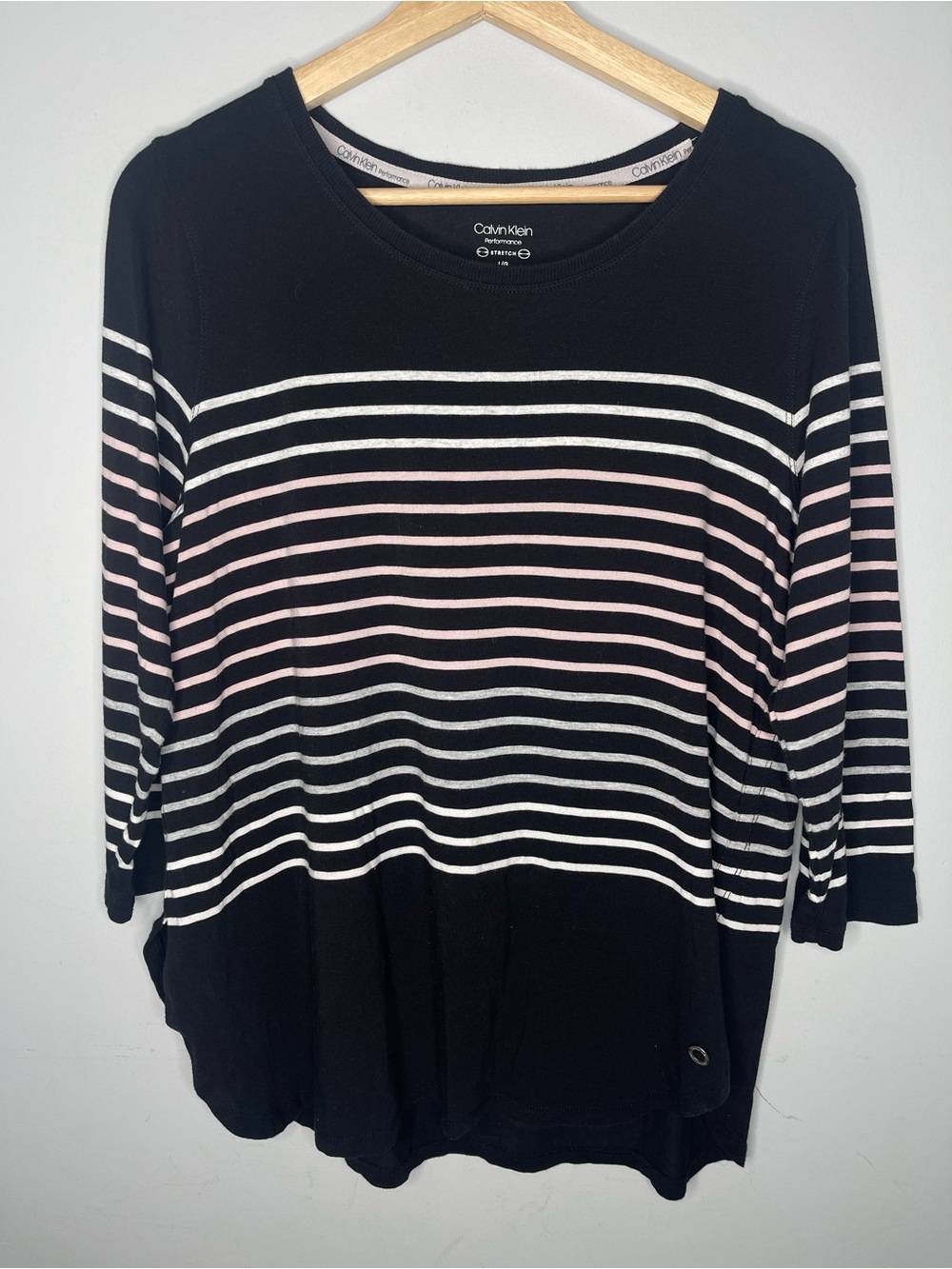 Calvin Klein Performance Strength Black and White Crewneck Top (Large)